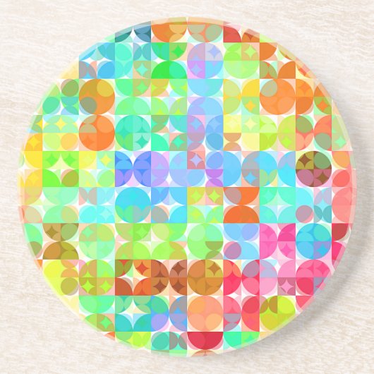 Re-Quadrate mit hellen Farben, Mosaikmuster Sandstein Untersetzer (Vorne)