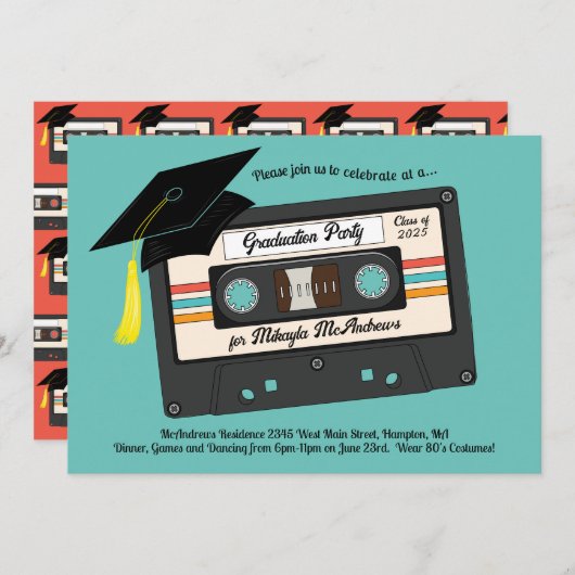Re-Re-Cassette-gemischte Tape-Graduierungspartei Einladung (Vorne/Hinten)