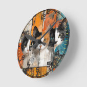 Re-Re-Cat-Uhr, Cat-Uhr, Retro-Re Runde Wanduhr (Winkel)