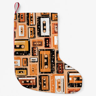 Re-Re-Kassettenband Nahtloses Muster Kleiner Weihnachtsstrumpf