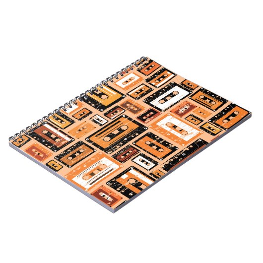 Re-Re-Kassettenband Nahtloses Muster Notizblock (Linke Seite)