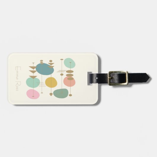 Re-Re-Mod des Atomalters MCM Geometrisch mit Name Gepäckanhänger (Vorderseite horizontal)