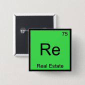 Re - Real Anwesen Chemistry Element Symbol Funny T Button (Vorne & Hinten)