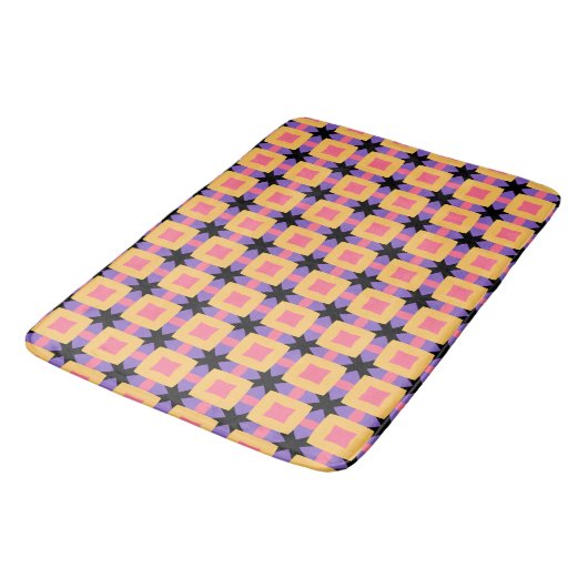 Re-Square-Gittermuster mit hellen Farben Badematte (Schrägansicht)