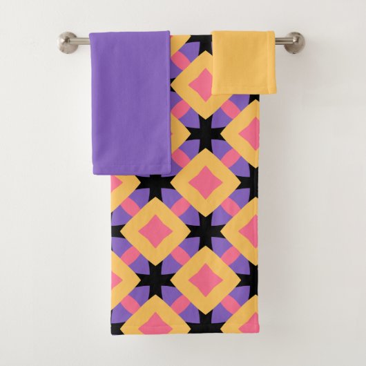Re-Square-Gittermuster mit hellen Farben Badhandtuch Set (Insitu)