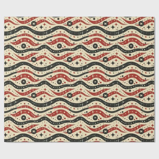 Re-Wavy-Strip-Muster mit Sternen und Kreis Geschenkpapier (Flach)