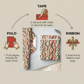 Re-Wavy-Strip-Muster mit Sternen und Kreis Geschenkpapier