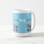 "Reach for the Sky – Motivational Cartoon Kaffeetasse (VorderseiteRechts)