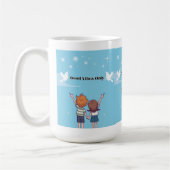 "Reach for the Sky – Motivational Cartoon Kaffeetasse (Links)