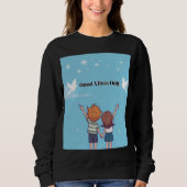 "Reach for the Sky – Motivational Cartoon Sweatshirt (Vorderseite)