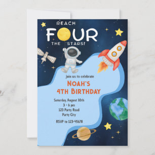 Reach Four The Stars 4. Geburtstagseinladung Weltr Einladung