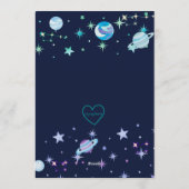 Reach Four the Stars Blue Green Space 4th Birthday Einladung (Rückseite)