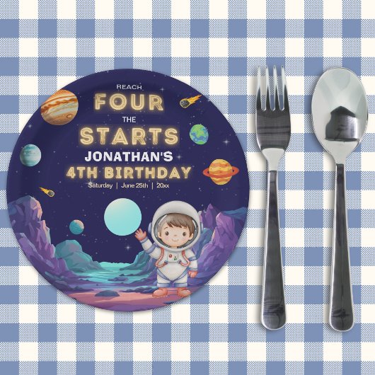 Reach Four the Stars Space Birthday 4th Pappteller