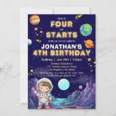 Reach Four the Stars Space Boy Birthday 4 Einladung (Vorderseite)