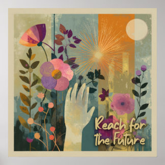 Reach für die Zukunft - Kunstdrucke Solarpunk Poster