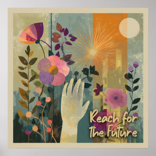 Reach für die Zukunft - Kunstdrucke Solarpunk Poster (Vorne)