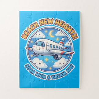 Reach New Heights! Dream Big - Cheerful Airplane Puzzle