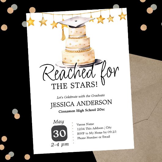 Reached for the Stars Graduation Party One Photo  Einladung