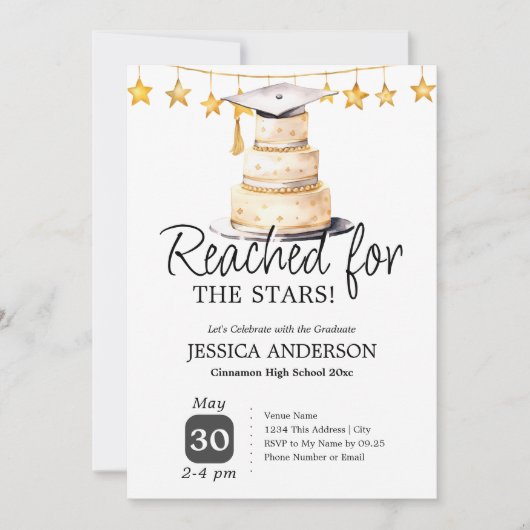 Reached for the Stars Graduation Party One Photo Einladung (Vorderseite)