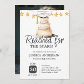 Reached for the Stars Graduation Party One Photo Einladung (Vorne/Hinten)