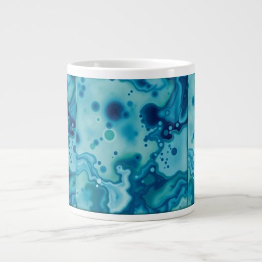 Reactive Glaze Deep Blue Green Fluid Texture Mug Jumbo-Tasse (Vorderseite)