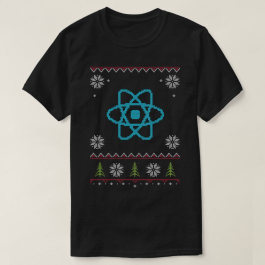 ReactJS JavaScript Programmer Ugly Sweater Christm T-Shirt (Design vorne)