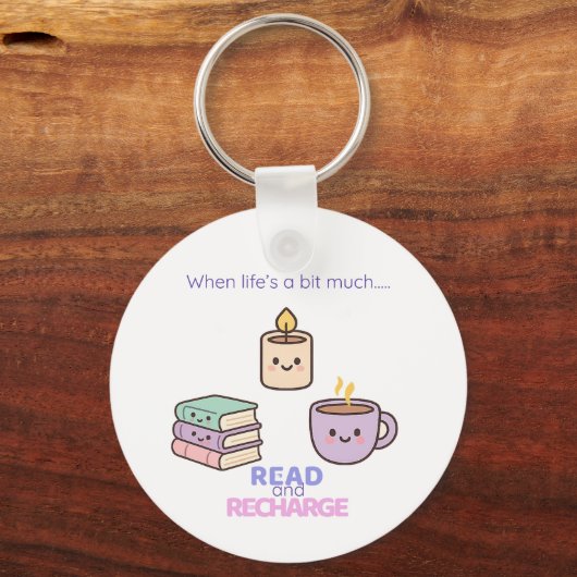 Read And Recharge Keyring Kawaii Book Lover Gift Schlüsselanhänger (Rückseite)