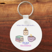 Read And Recharge Keyring Kawaii Book Lover Gift Schlüsselanhänger (Vorderseite)