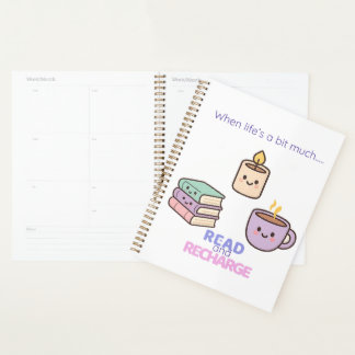 Read And Recharge Planner Kawaii Book Lover Gift Planer