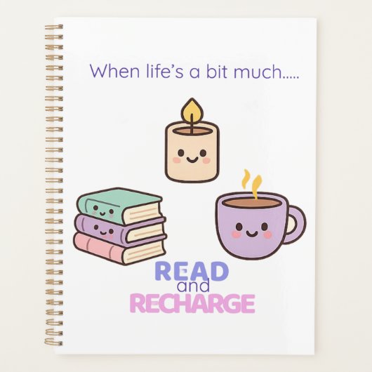 Read And Recharge Planner Kawaii Book Lover Gift Planer (Vorderseite)