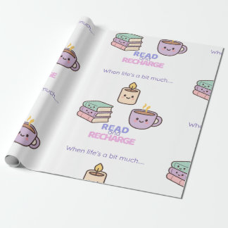 Read And Recharge Wrapping Paper Kawaii Book Lover Geschenkpapier