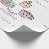 Read And Recharge Wrapping Paper Kawaii Book Lover Geschenkpapier (Ecke)