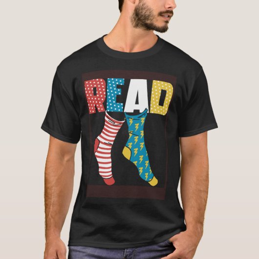 Read Books Wacky Socks Reading Teacher Book Nerds T-Shirt (Vorderseite)