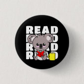 Read: Cute Koala Reading Book & Coffee Mug Button (Vorderseite)