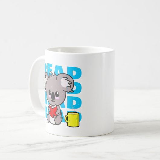 Read: Cute Koala Reading Book & Coffee Mug Kaffeetasse (Vorderseite Links)
