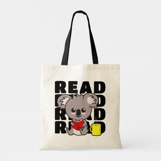 Read: Cute Koala Reading Book & Coffee Mug Tragetasche (Rückseite)
