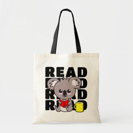 Read: Cute Koala Reading Book & Coffee Mug Tragetasche (Vorne)