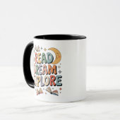 Read Dream Explare Books Crescent Moon Whimsical Tasse (Vorderseite Links)