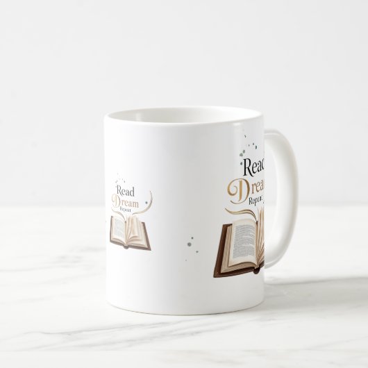 Read Dream Repeat Ceramic Mug - Flaming Book  Kaffeetasse (VorderseiteRechts)