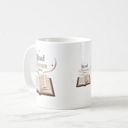 Read Dream Repeat Ceramic Mug - Flaming Book  Kaffeetasse (Vorderseite Links)