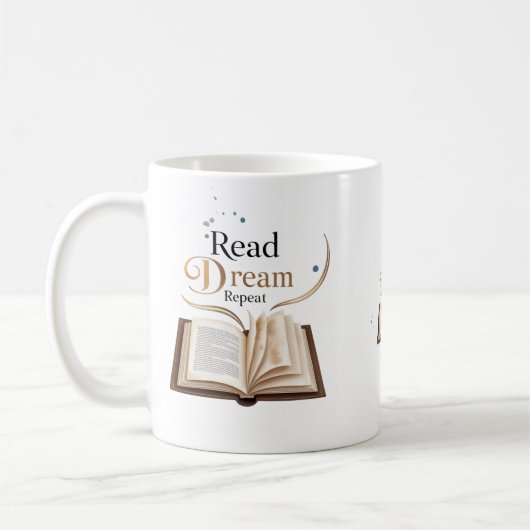 Read Dream Repeat Ceramic Mug - Flaming Book  Kaffeetasse (Links)