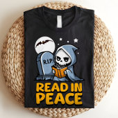 Read in Peace Bookworm Grim Sensenmann Halloween Tri-Blend Shirt