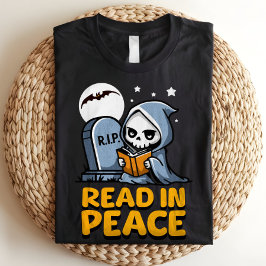 Read in Peace Bookworm Grim Sensenmann Halloween Tri-Blend Shirt