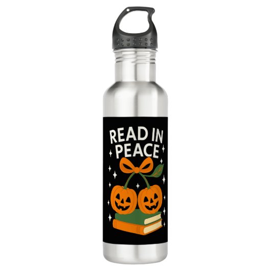 Read in Peace Funny Halloween Book Edelstahlflasche (Vorderseite)