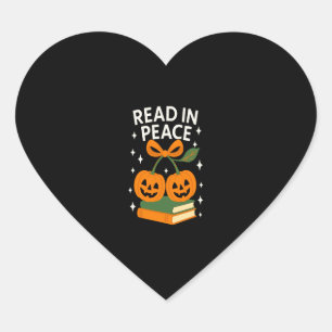 Read in Peace Funny Halloween Book Herz-Aufkleber