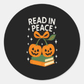 Read in Peace Funny Halloween Book Runder Aufkleber (Vorderseite)