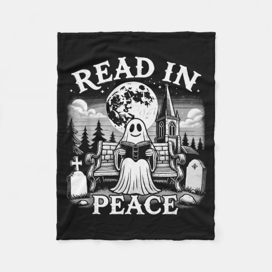 Read In Peace Ghost Reading Books Funny Halloween Fleecedecke (Vorderseite)