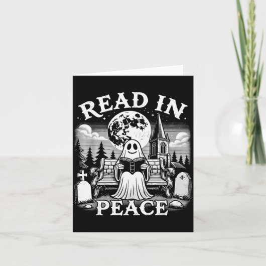 Read In Peace Ghost Reading Books Funny Halloween Karte (Vorderseite)