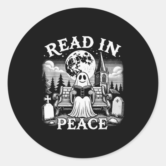 Read In Peace Ghost Reading Books Funny Halloween  Runder Aufkleber (Vorderseite)