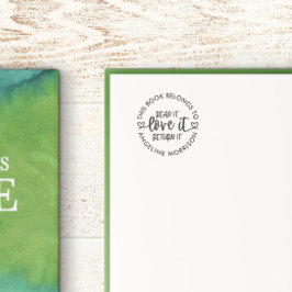 Read It Liebe It return it Heart Script Book Plate Permastempel